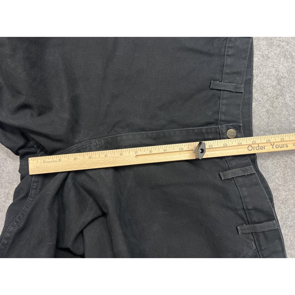 Carhartt Canvas Pants Mens 46x30* Black Loose Fit Carpenter Workwear B11-BLK - Picture 3 of 9